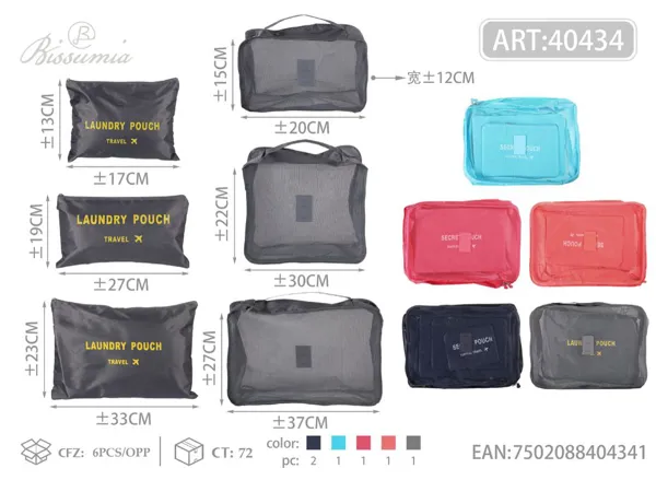 Set de 6 bolsas pequeñas a cuadros, red grande 37*27*12cm, red mediana 30*22*12cm, red pequeña 20*15*12cm, bolsa grande 33*23cm, bolsa mediana 27*19cm, bolsa pequeña 17*13cm