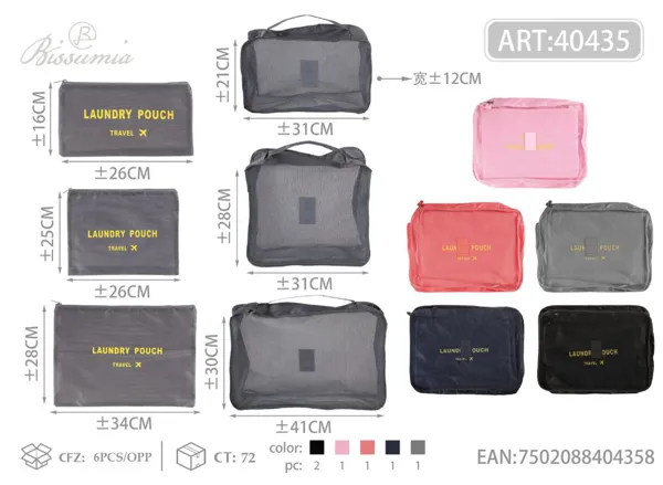 Set de 6 bolsas grandes a cuadros, red grande 41*30*12cm, red mediana 31*28*12cm, red pequeña 31*21*12cm, bolsa grande 34*28cm, bolsa mediana 26*25cm, bolsa pequeña 26*16cm