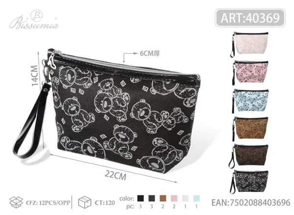 Bolsa de maquillaje hexagonal con diseño de osito 22*14*6cm