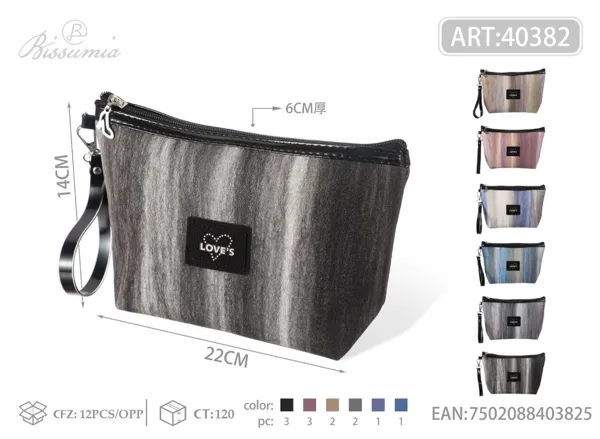 Bolsa de maquillaje hexagonal con diseño de corazón degradado 22*14*6cm