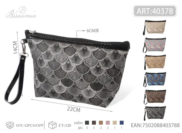 Bolsa de maquillaje hexagonal con diseño de agujas de pino 22*14*6cm