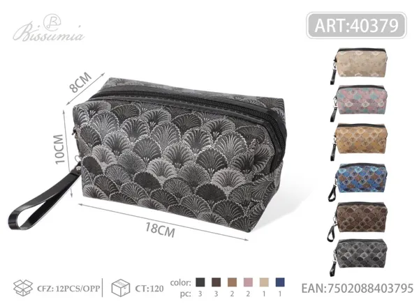 Bolsa de maquillaje octagonal con diseño de agujas de pino 18*10*8cm