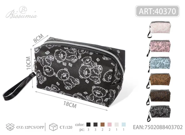 Bolsa de maquillaje en forma de octágono con diseño de osito 18*10*8cm