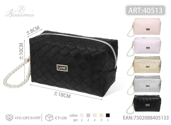 Bolsa de maquillaje de PU para dama en forma de octágono 18*10*8cm