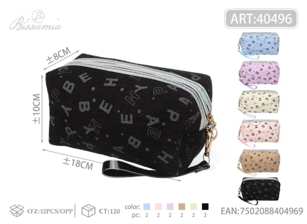 Bolsa de maquillaje de poliéster para dama en forma de octágono 18*10*8cm