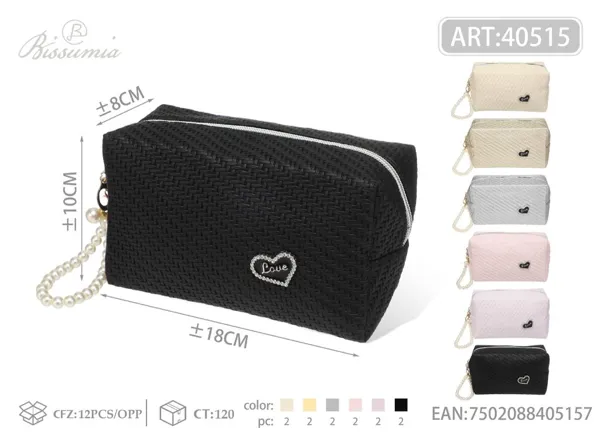 Bolsa de maquillaje de PU para dama en forma de octágono 18*10*8cm