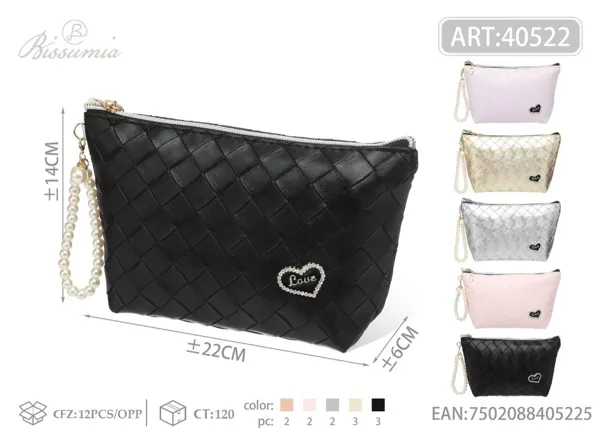 Bolsa de maquillaje de PU para dama en forma de hexágono 22*14*6cm