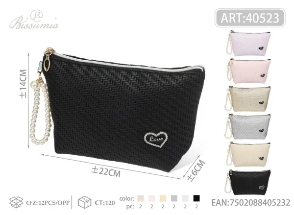 Bolsa de maquillaje de PU para dama en forma de hexágono 22*14*6cm