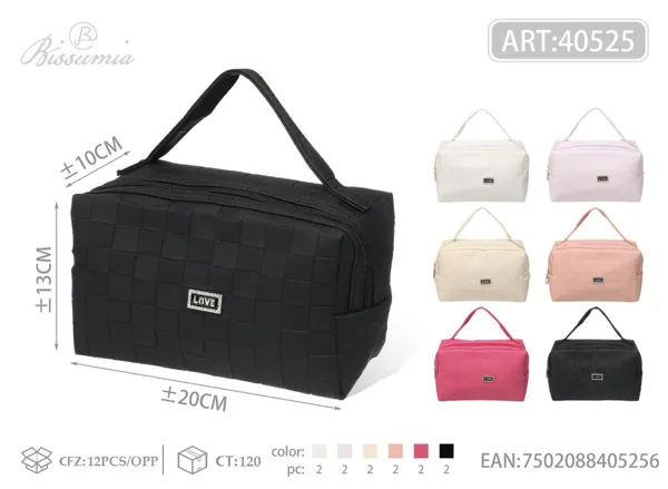 Bolsa de maquillaje de PU para dama con asa en forma de octágono 20*13*10cm No.2