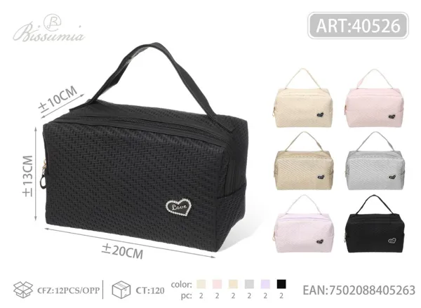 Bolsa de maquillaje de PU para dama con asa en forma de octágono 20*13*10cm No.3