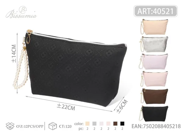 Bolso de maquillaje hexagonal de PU para mujer 22*14*6cm