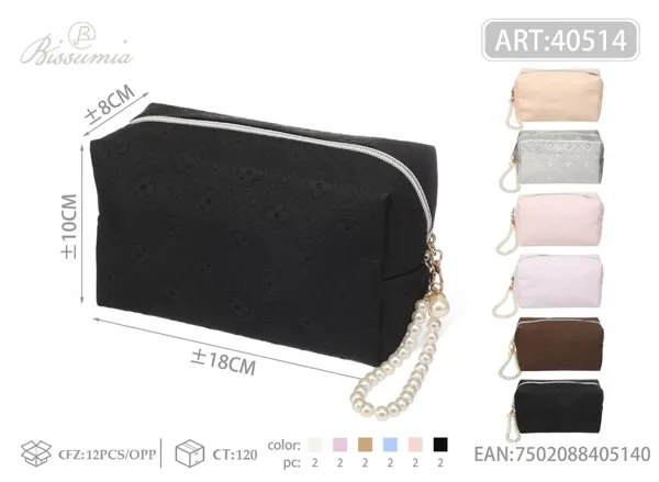 Bolsa de maquillaje de PU para dama en forma de octágono 18*10*8cm