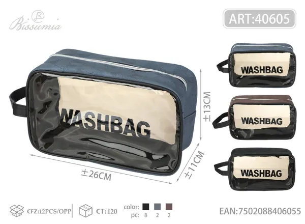 Bolso de aseo transparente para hombre 25.5*13.5*9cm