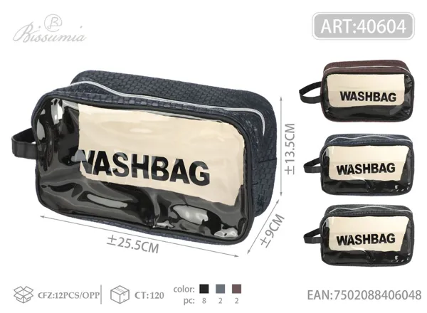 Bolso de aseo transparente para hombre 25.5*13.5*9cm