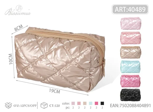 Bolsa de maquillaje octogonal para mujer de plumas 19*10*8cm