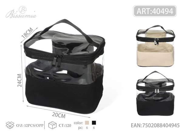 Bolso de maquillaje de lino y algodón para mujer 24*18*20cm