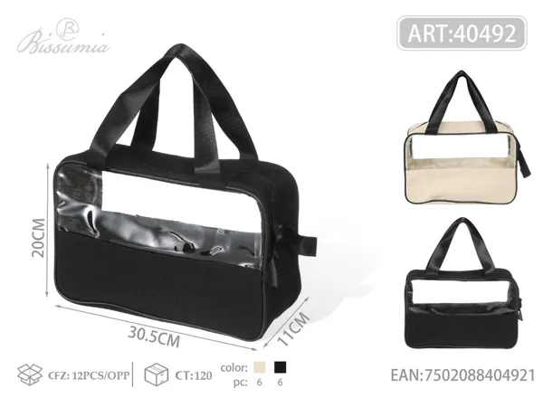 Bolso de maquillaje de lino y algodón para mujer, tamaño grande 30.5*11*20cm