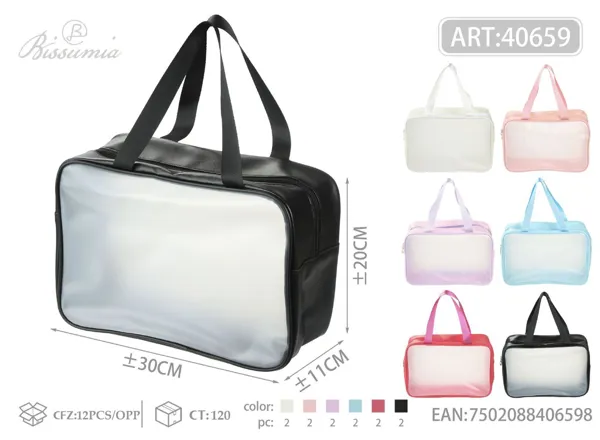 Bolso de aseo transparente mate con asa 30*20*11cm