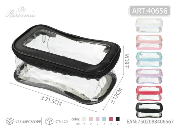Bolso de aseo transparente con piezas unidas, tamaño pequeño 21.5*12*8cm