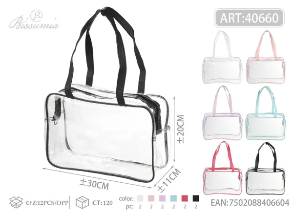 Bolso de aseo transparente con asa 30*20*11cm
