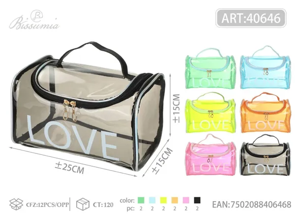 Bolsa de aseo transparente con letras 25*15*15cm