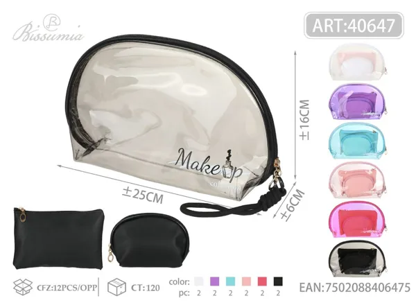 Set de 3 bolsas de aseo transparentes 25*16*6cm
