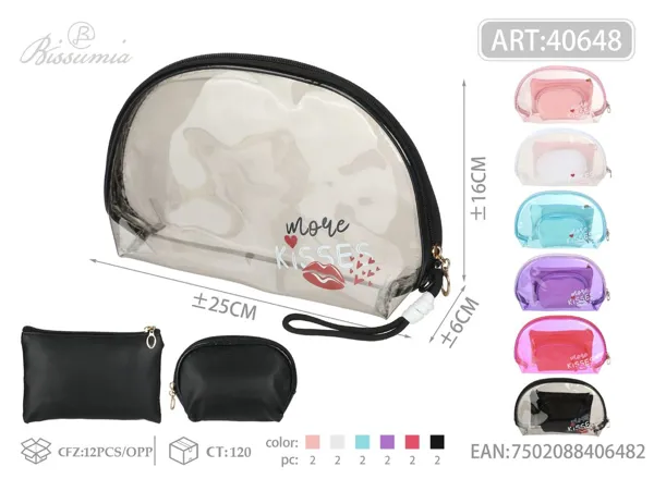 Set de 3 bolsas de aseo transparentes con letras 25*16*6cm