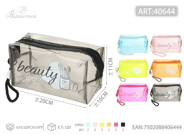 Bolsa de aseo transparente con forma de octágono y letras 20*10*11cm