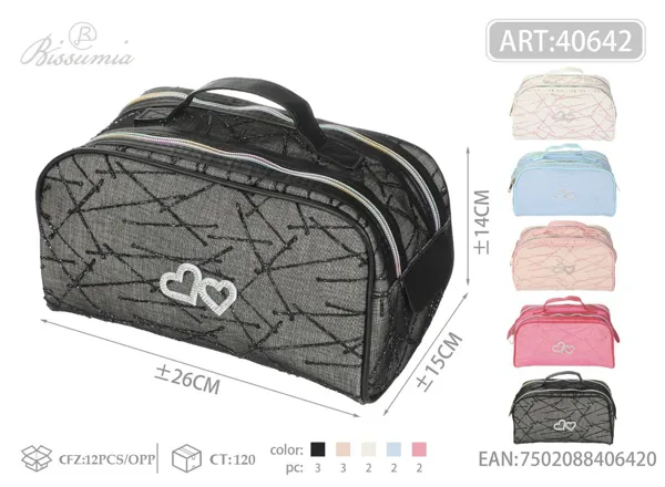Bolsa de aseo con etiqueta de corazón 26*14*15cm