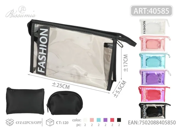 Set de 3 bolsas de aseo transparentes FASHION 25*17*5.5cm