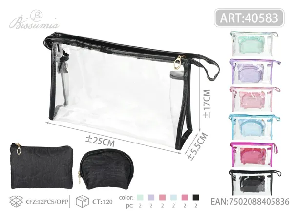 Set de 3 bolsas de aseo con corazones 25*17*5.5cm
