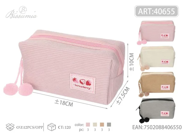 Bolso de aseo octagonal de pana liso 18*10*7.5cm