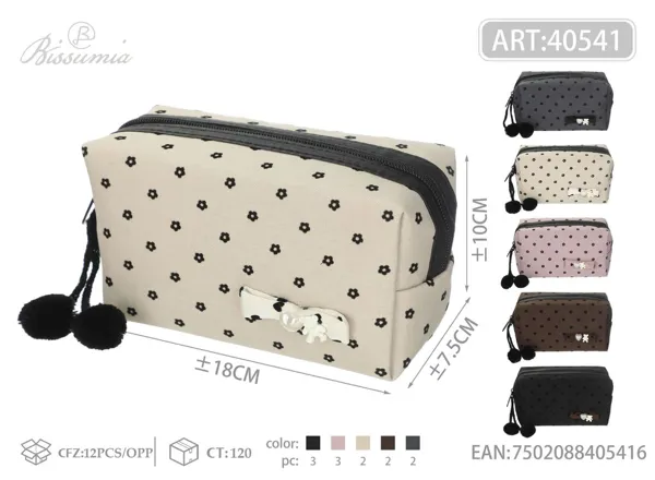 Bolso de aseo octagonal con flores de terciopelo 18*10*7.5cm