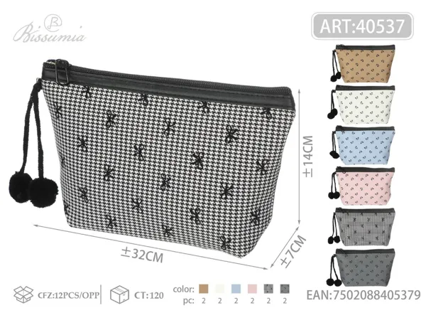 Bolso de aseo hexagonal con pajarita 22*14*6cm