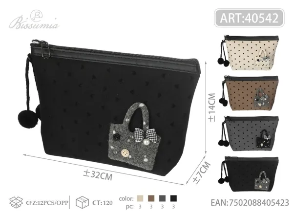 Bolso de aseo hexagonal con corazón de terciopelo 22*14*6cm