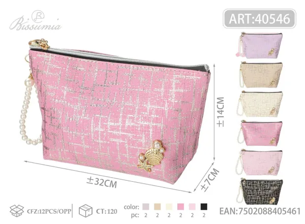 Bolso de aseo hexagonal con accesorio de concha tipo Chanel 22*14*6cm