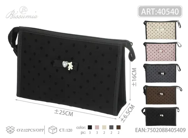 Bolso de aseo de documentos con flores de terciopelo 25*16*6.5cm