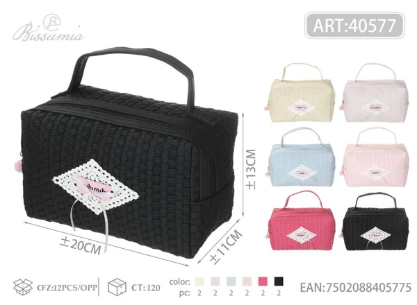 Bolso de aseo octogonal de pana con asa 20*11*13cm