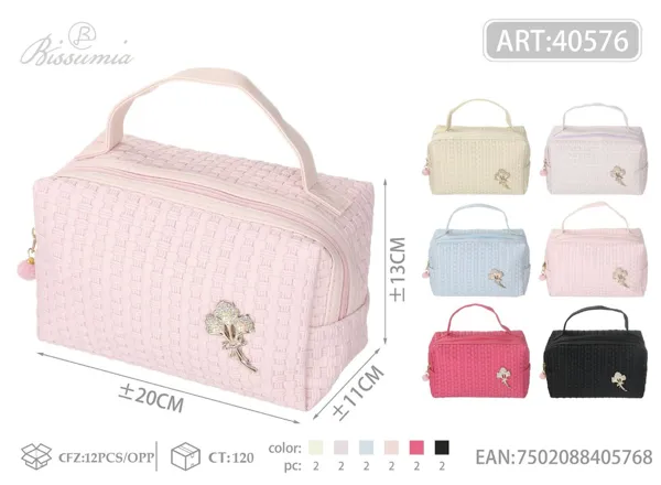 Bolso de aseo octogonal de pana con asa 20*11*13cm