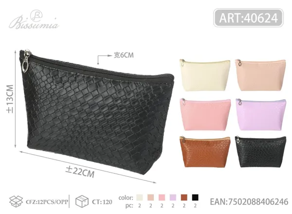 Bolso de aseo hexagonal para mujer con textura de grano 22*13*6cm