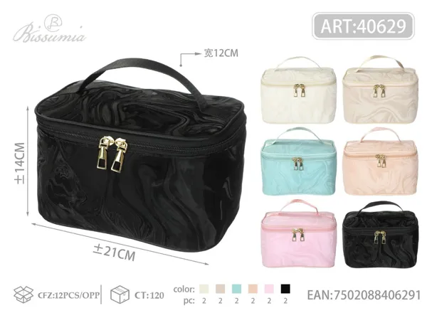 Bolso de aseo con asa para mujer con textura de ondas 21*14*12cm