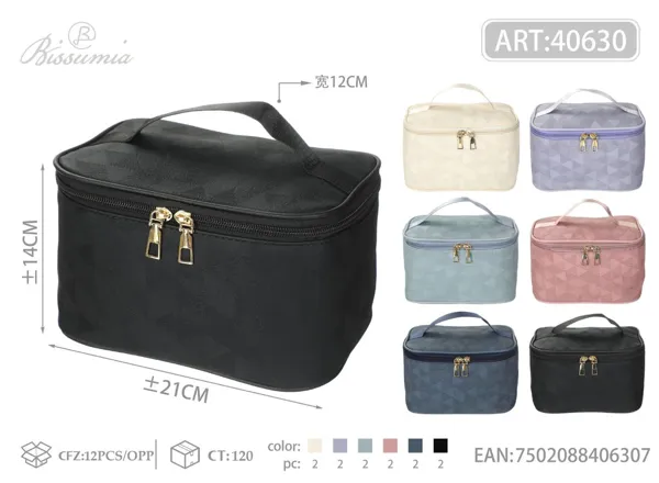 Bolso de aseo con asa para mujer con textura vaquera 21*14*12cm