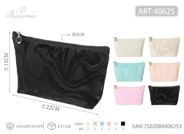 Bolso de aseo hexagonal para mujer con textura de ondas 22*13*6cm