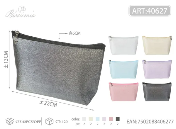 Bolso de aseo hexagonal para mujer con textura de sarga 22*13*6cm