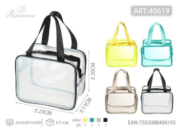 Bolso de aseo transparente con asa 23*11*20cm