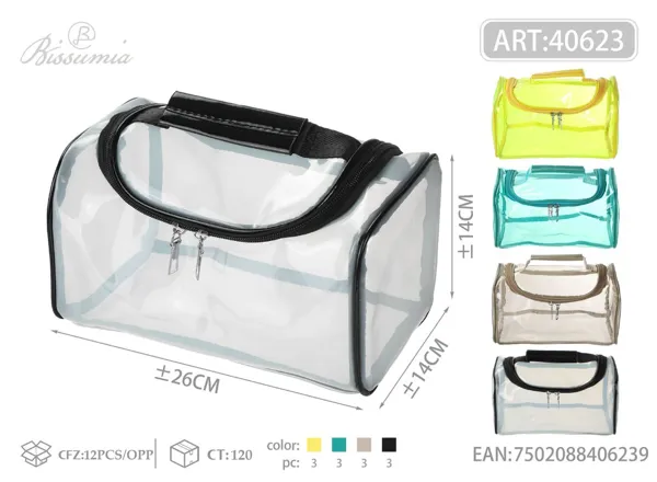 Bolso de aseo tipo almohada transparente 26*14cm