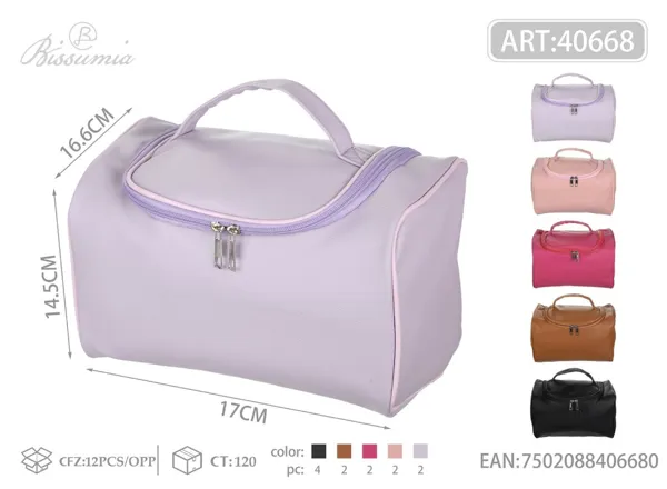 Bolso de aseo para mujer con textura de piel de cocodrilo de PU 17.5*16.5*17.5cm