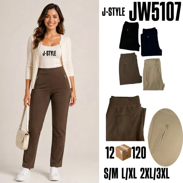 Pantalones de mujer con cremalleras laterales
