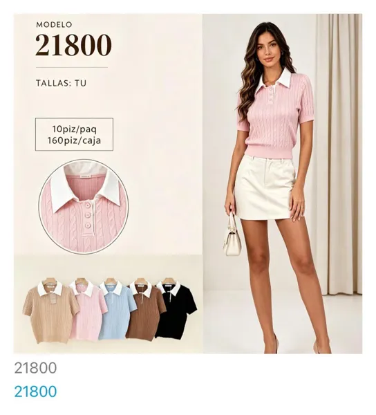 Suéter tipo polo tejido