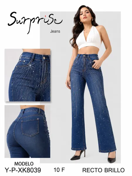 Jeans rectos con brillos